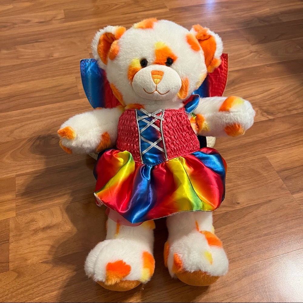 Build a Bear Candy Corn Halloween Edition Plush with Rainbow Fairy Outfit